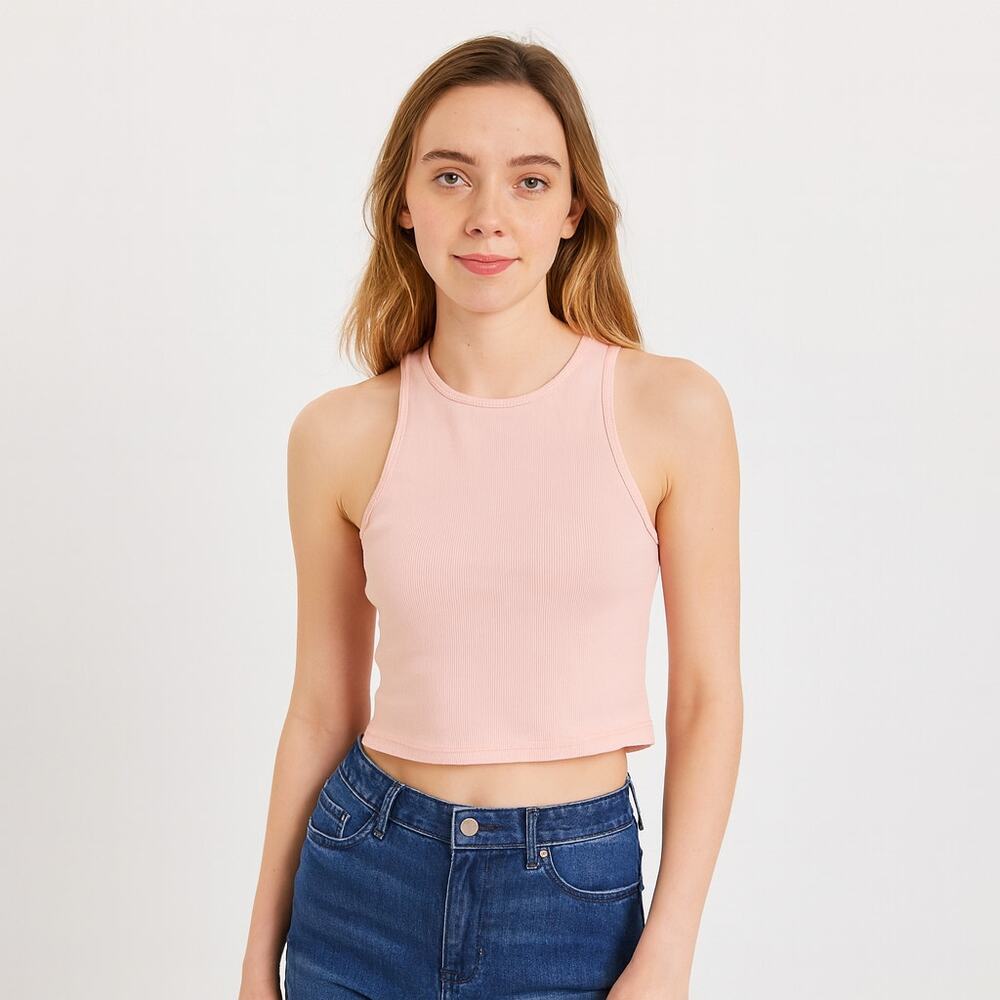 NWT BP Women’s Light Pink Ribbed Crop Tank Top – Size XS, Casual Summer Style